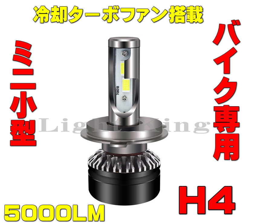 ミニ小型ターボファン搭載 5000LM H4 LED ヘッドライト ビーム拡散防止