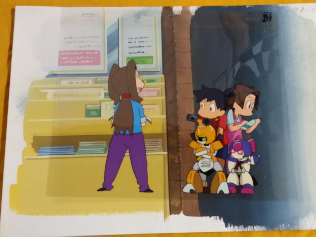 メダロット セル画.背景付き『天領イッキ.メタビー.ひよこ売り.甘酒 