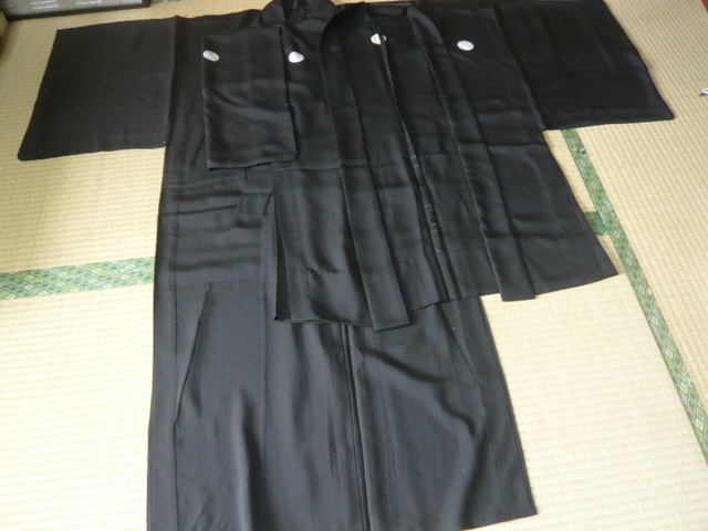 夏用/男物/黒い絽の紋付(正絹 ）五つ紋 【公式通販】