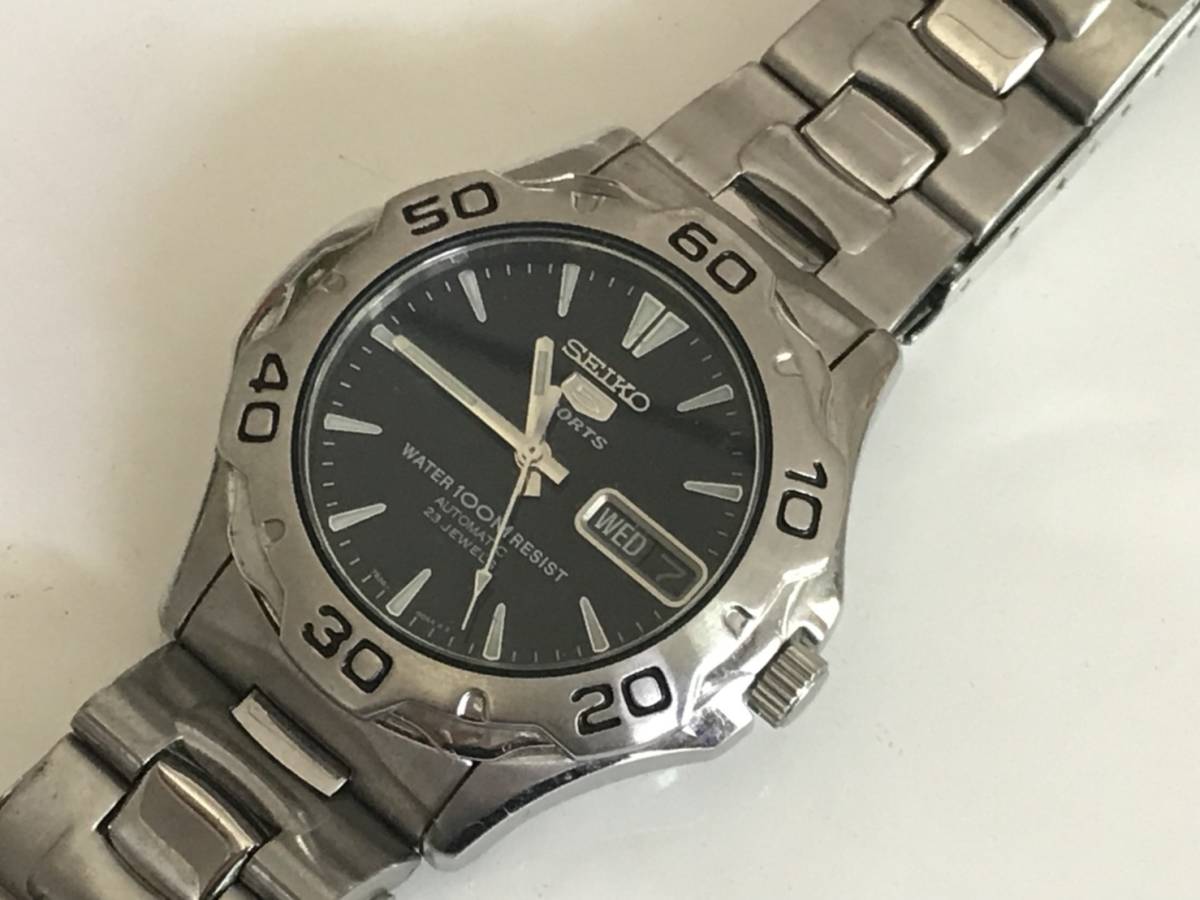 ☆SEIKO セイコー ファイブスポーツ 23石 裏スケルトン 7S36-00A0 自動 