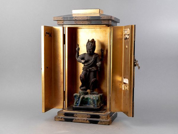 アンティークの置物 オシャレ 古物 T439. 仏教美術 木彫 仏像 厨子付属 / 佛像東洋彫刻美術置物飾物