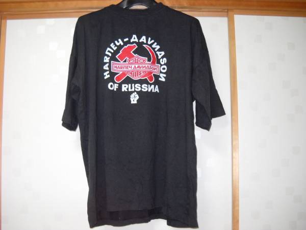 レア ハーレーダビッドソン Tシャツ ロシア語版 バー&シールド XXL 黒 