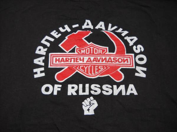 レア ハーレーダビッドソン Tシャツ ロシア語版 バー&シールド XXL 黒 