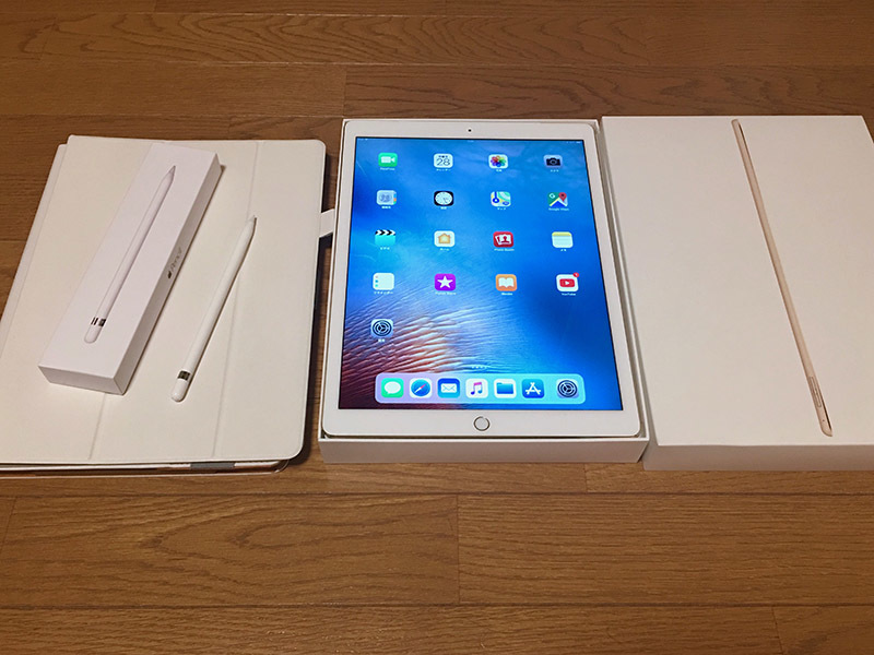＜即決美品送料込み＞ SIMフリー iPad Pro 12.9インチ 128GB ゴールド ケース&Apple Pencil付き