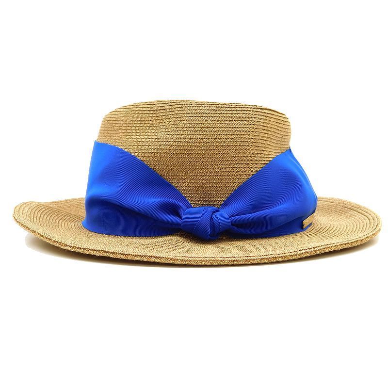 極美◇Borsalino ボルサリーノ ストローハット 麦わら帽 ブラウン