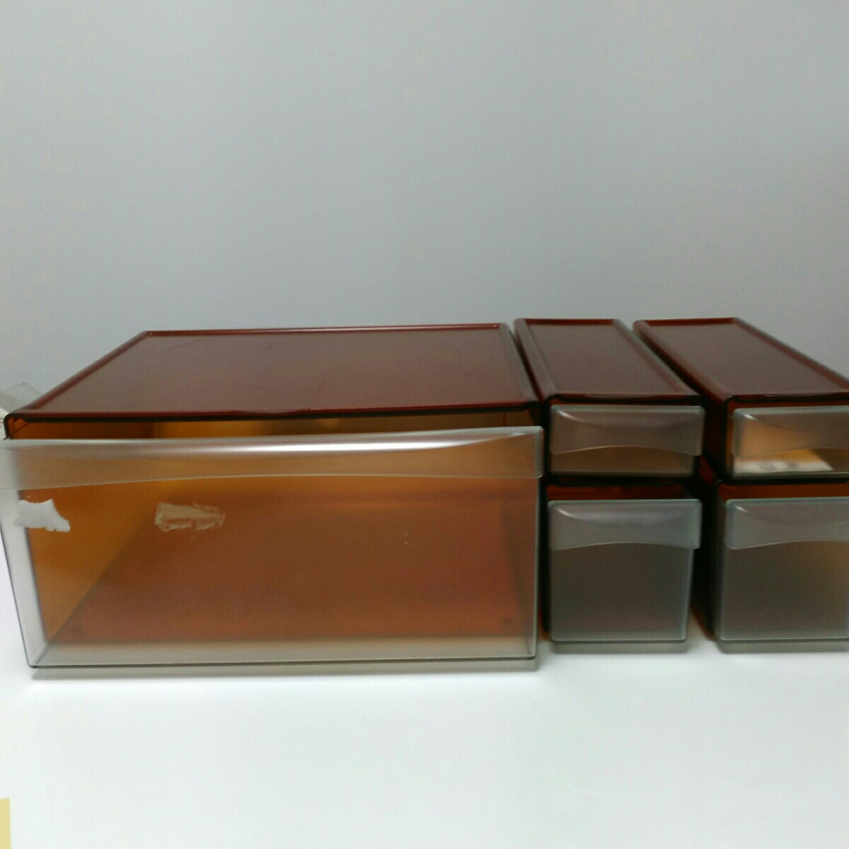 タッパーウェア システムドロワー 中古 茶系 5点セット