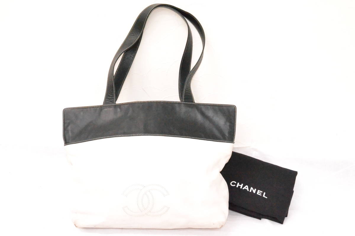 ☆希少!!保存袋付き♪☆CHANEL シャネル ココマーク レザー バイカラー 