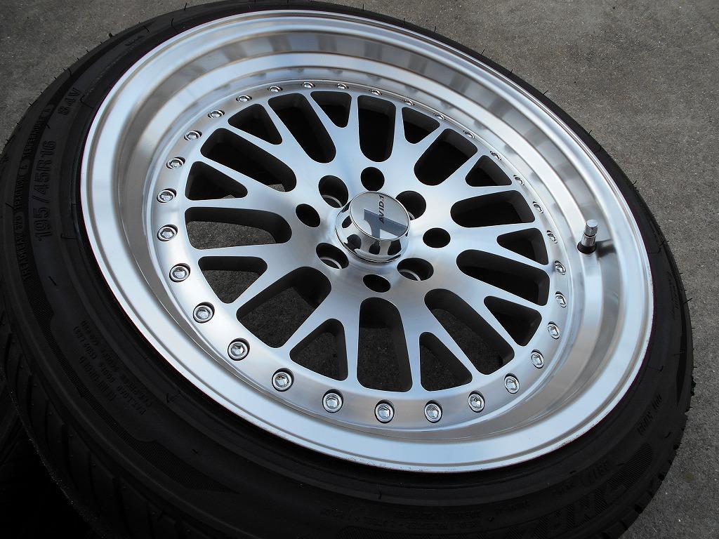 AVID-1 8J/+15 PCD100 195/45R16 展示品未使用アルミタイヤセット 送料 
