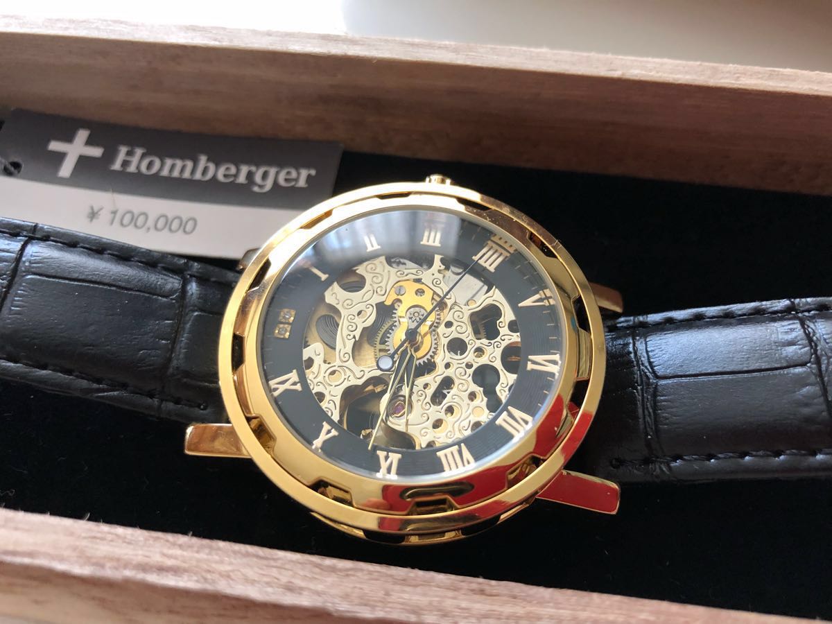 中古美品】Hombergar オムバーガー 手巻きアナログ腕時計 ダブル 