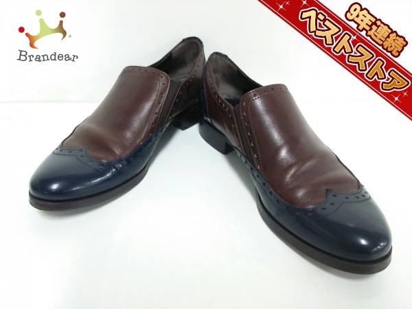 ルカグロッシ LUCA GROSSI 靴 シューズ 37 レザー ブラウン×黒 