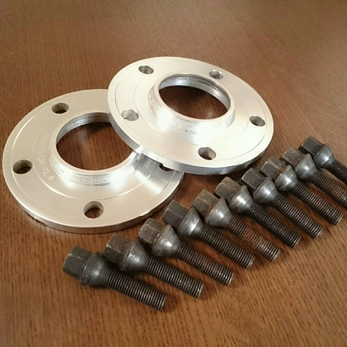 BMW用 鍛造アルミスぺーサー2枚組 10㎜厚 首下40㎜ロングボルト付き ハブ逃げ14㎜ z3 z4 3 4 5シリーズ他_1