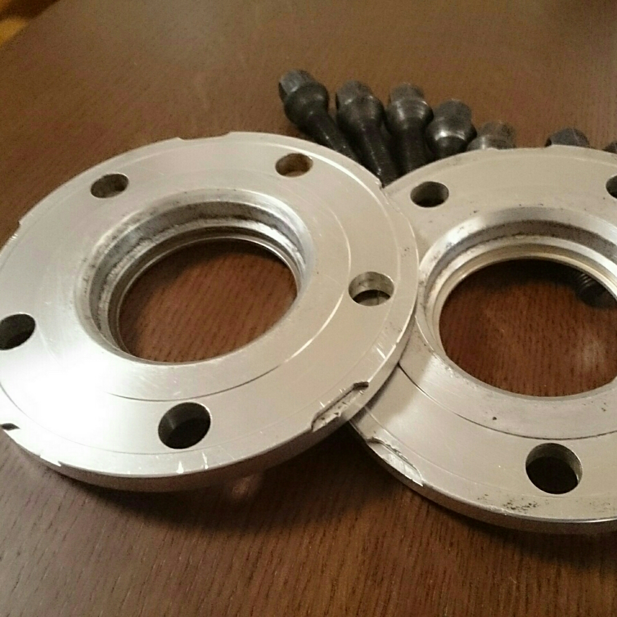 BMW用 鍛造アルミスぺーサー2枚組 10㎜厚 首下40㎜ロングボルト付き ハブ逃げ14㎜ z3 z4 3 4 5シリーズ他_2