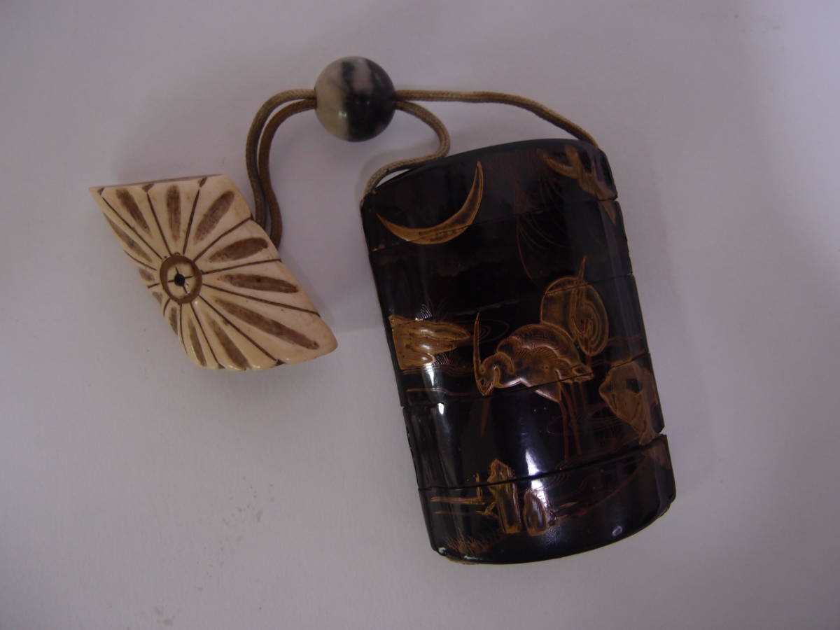 印籠 時代蒔絵 鷺 根付 印籠 漆芸 【公式通販】