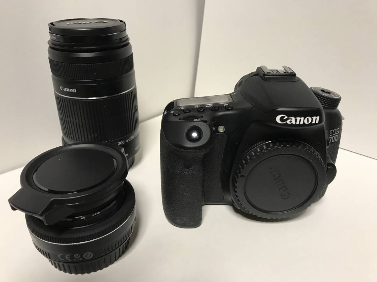 美品】キャノンEOS 70Dボディ、シャッター数4258と単焦点（パンケーキ 