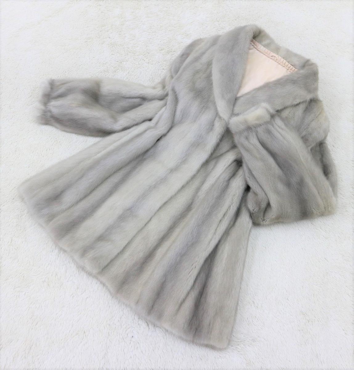美品【サファイアミンク】 高級毛皮 ハーフコート◇75cm丈 サイズ