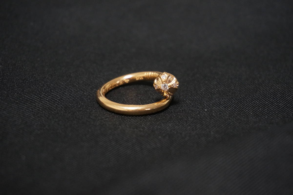 本物 CHROME HEARTS クロムハーツ 22K ネイルクロスボールリング RING 