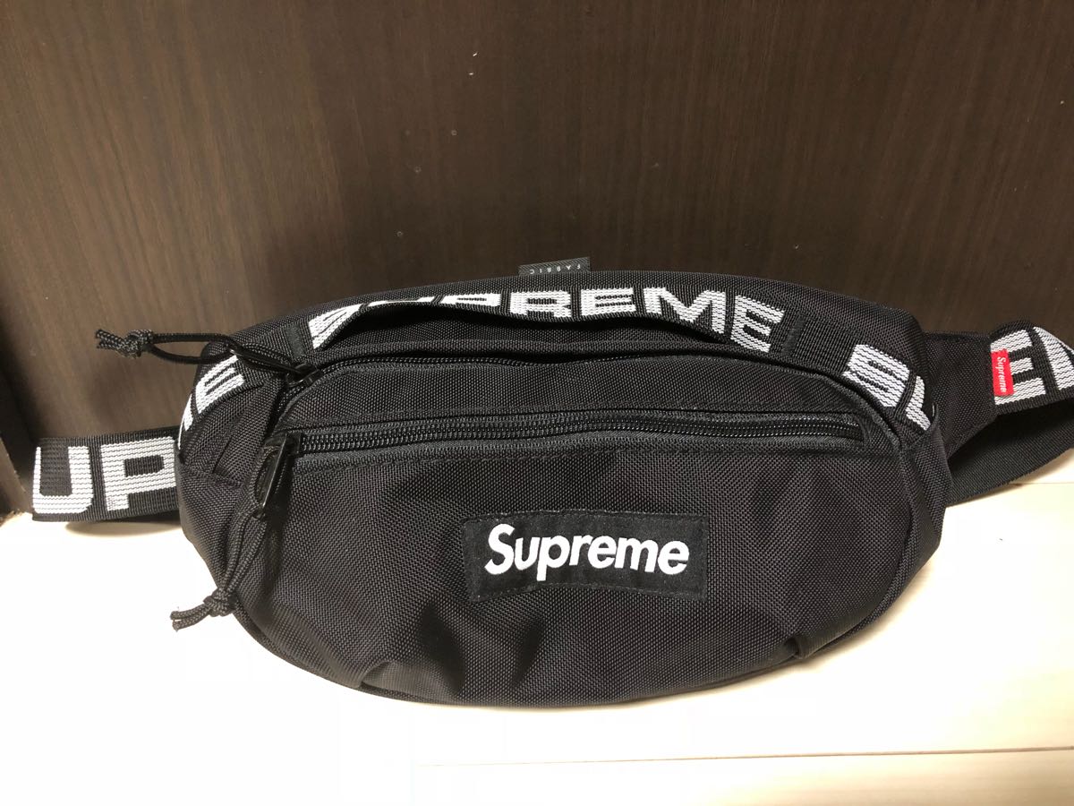 美品 Supreme 18SS Waist Bag ウエストバッグ 黒 Black ウエストポーチ 