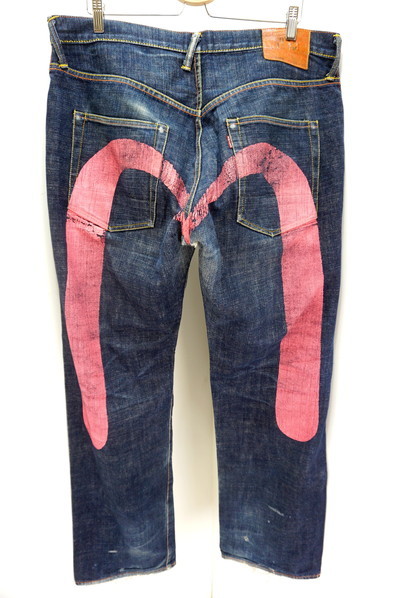 □EVISU/エヴィス/YAMANE No2 Lot2001 カモメ 大黒 ペイント デニム 