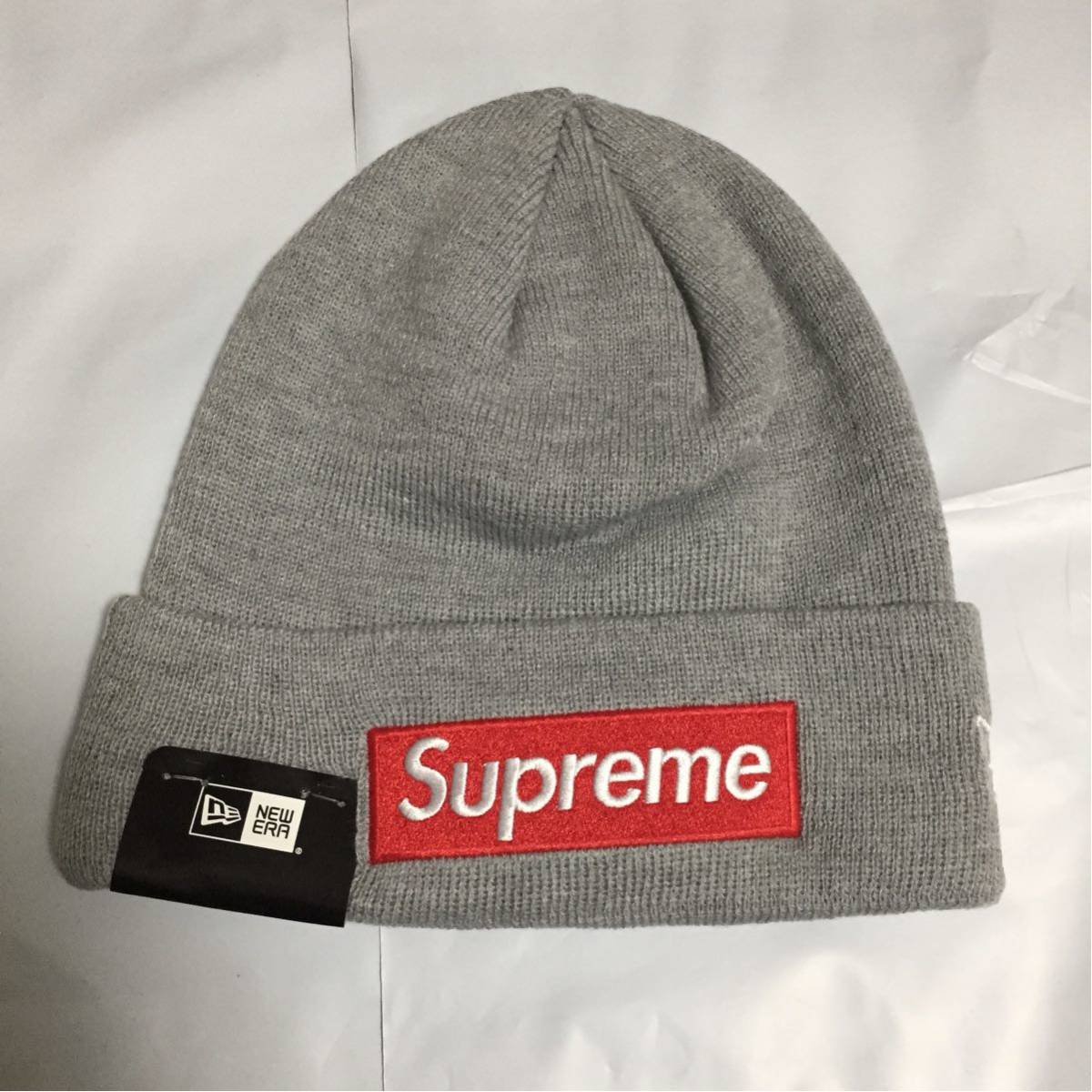 Supreme New Era Box Logo Beanie ビーニー ニット帽 グレー 【公式通販】