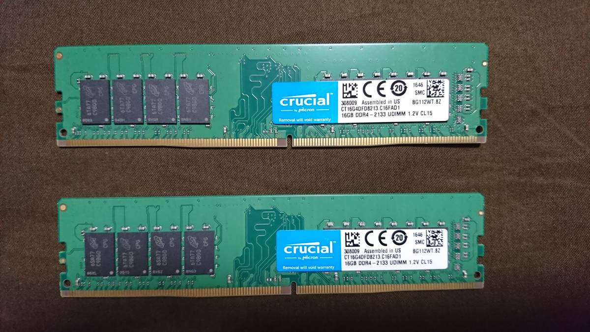 Crucial 32GB DDR4 0 Kit (16GBx2) DDR4-2133 MT⁄s 16GB×2枚 1