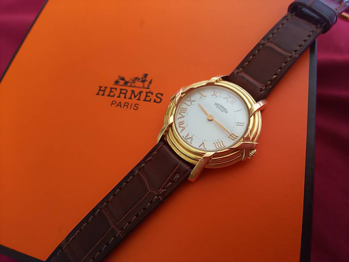 18金◇HERMES(エルメス) ルバン◇腕時計K18ゴールド◇レディース (中古 
