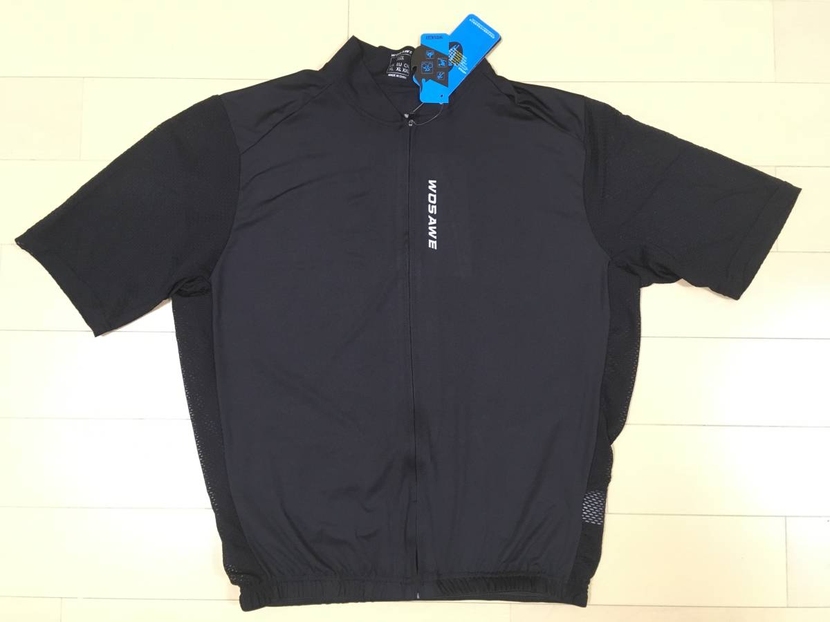【新品 送料無料】サイクルジャージ 部分メッシュ 半袖 黒 サイズM_1