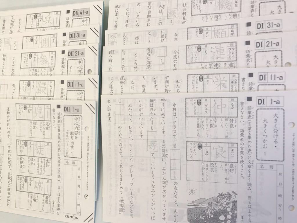 本 くもん国語 未記入D I 31〜200 DⅡ 1〜170 191〜200 解答付