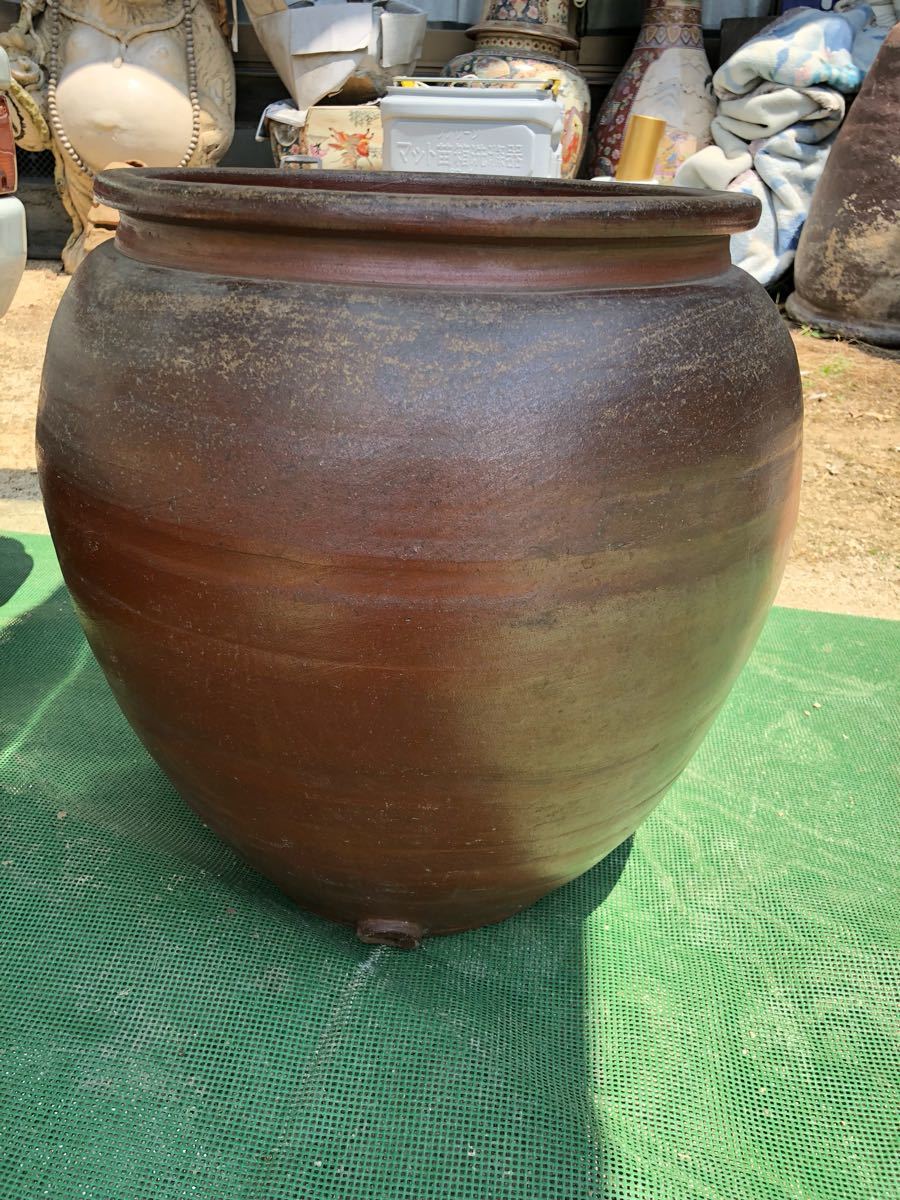 明治期 備前 大壺 酒貯め壺 高48cm 口径39 備前 骨董・預かり代理出等