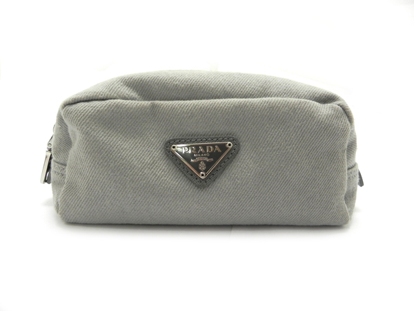 1円～【PRADA】プラダ ポーチ デニム グレー 1N0175 NUBE【国内正規