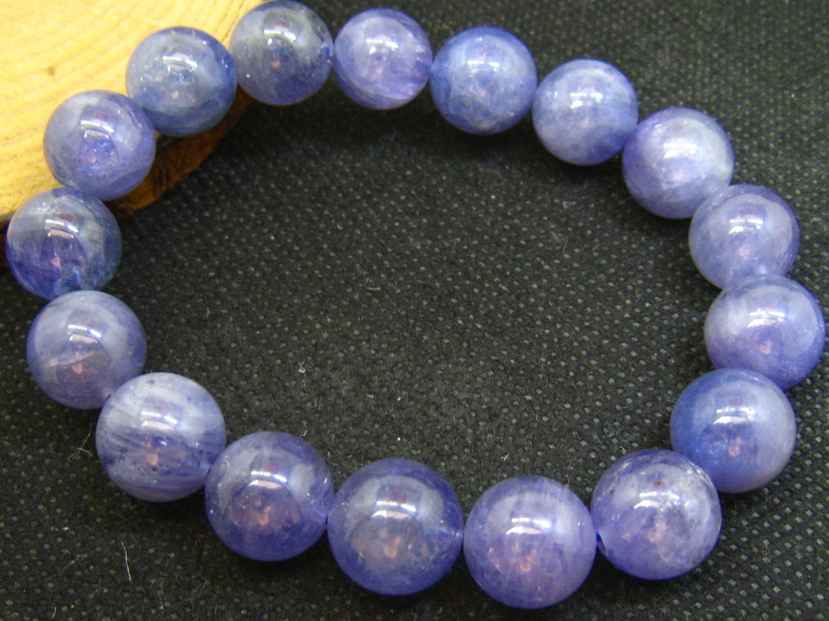 1025L879 天然美品★【タンザナイト】★ ブレス 11.8-12.8mm