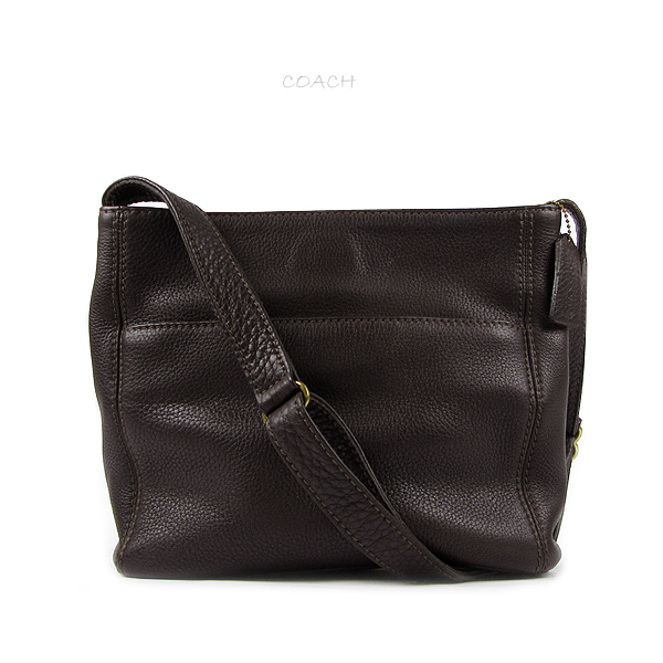 良品 COACH コーチ 4924 シボレザー ショルダーバッグ ダークブラウン 