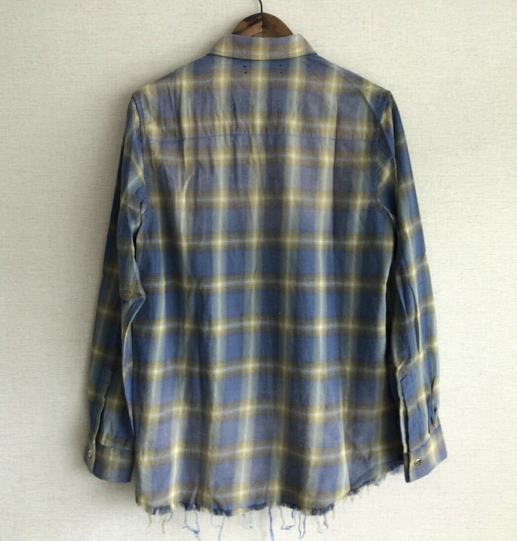 アミリ AMIRI Distressed Checked Cotton-Flannel Shirt チェック