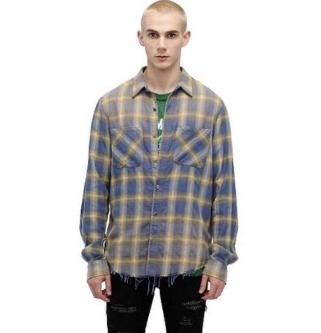 アミリ AMIRI Distressed Checked Cotton-Flannel Shirt チェック