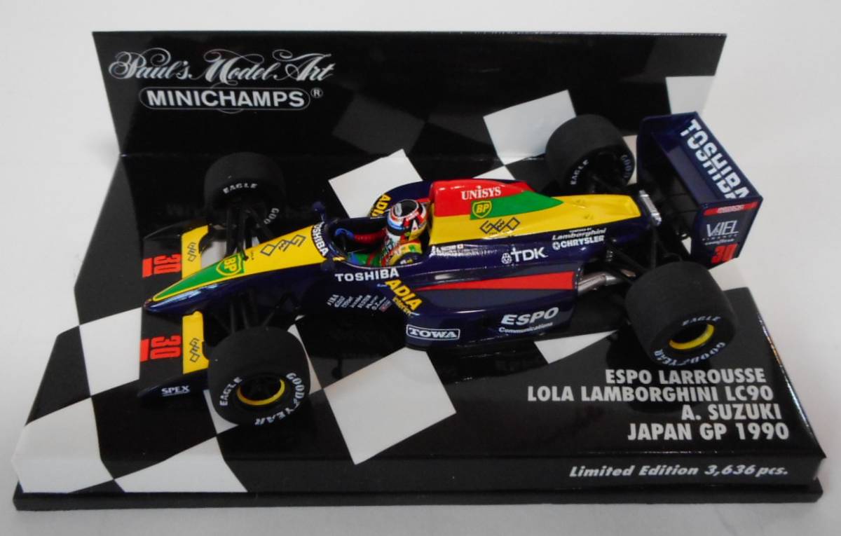 新品，新作 限定3 636台 鈴木亜久里 エスポ ラルース ランボルギーニ LC90 日本GP 1990 ミニチャンプス 1:43 1/43(レーシングカー)｜売買されたオークション情報、yahooの商品情報をアーカイブ公開 - オークファ レーシングカー