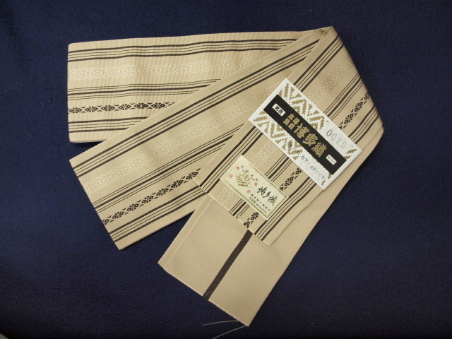 新作入荷，低価 博多織男物角帯 ベージュ ００７９ レターパック可(帯)｜売買されたオークション情報、yahooの商品情報をアーカイブ公開 - オークファン 帯