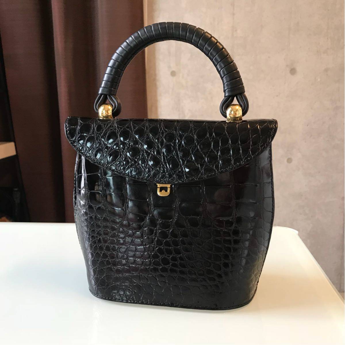 イタリア製☆SANTAMARIA シャイニング クロコダイル ハンドバッグ 購入 