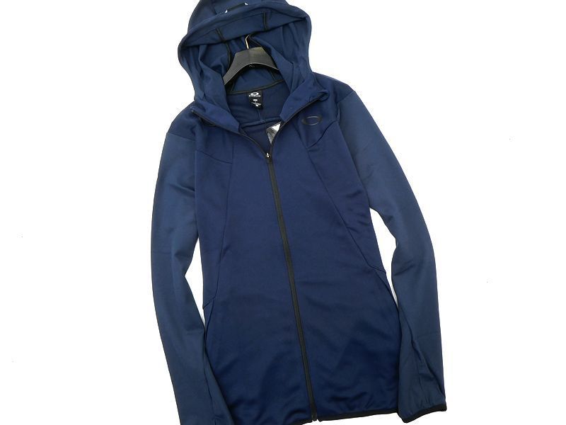 新品 OAKLEY オークリー スカル 吸汗速乾 ストレッチ ジップ ジャケット フーディー パーカー パンツ セットアップ 上下 ネイビー XXL d6