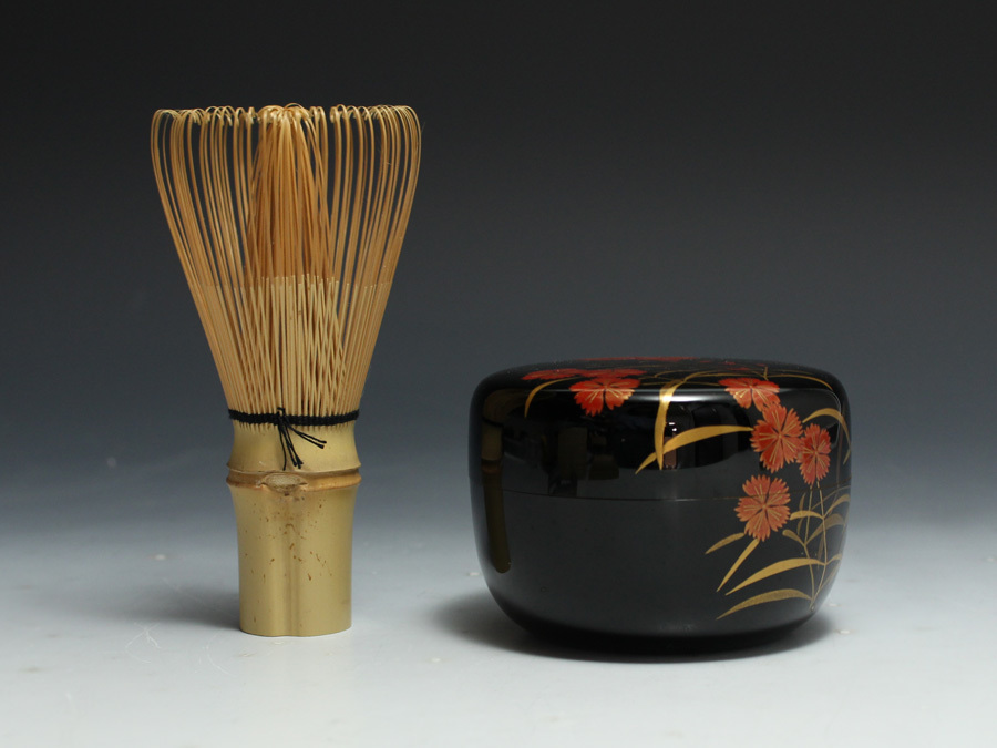 共箱 茶道具前田清峰 輪島塗 草花図蒔絵 棗 の落札相場・落札価格 (