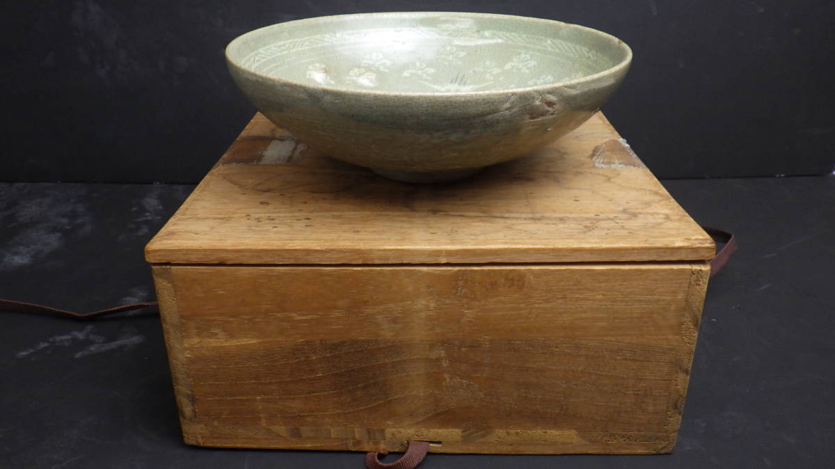 朝鮮美術 李朝 高麗青磁 煎茶碗 酒盃 時代箱付 C R8019 【侍】李
