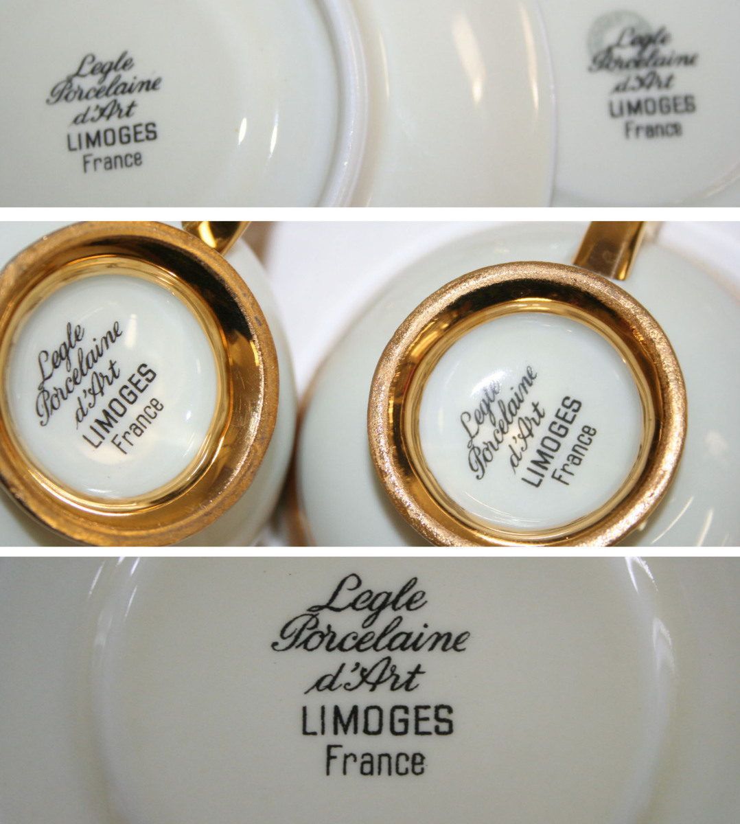 LIMOGES リモージュ/金彩 カップ＆ソーサー 6客＆アッシュトレイ 灰皿