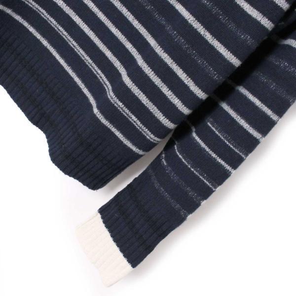 sacai PEARLY ダブルJQロゴギザボーダー柄タートルニットプルオーバー
