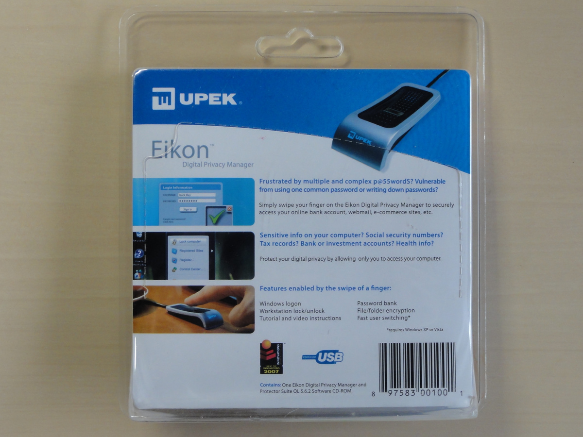 UPEK Eikon Digital Privacy Manager USB指紋認証リーダー 未開封品 