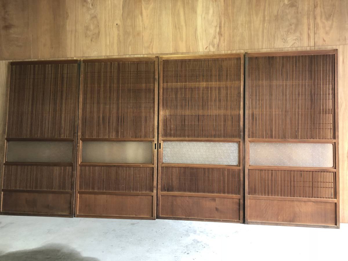 ＧＭ9Bホ2間4枚建内障子枠付万本戸 中隅丸ガラス 枠付き 格子戸 蔵戸 古民家に