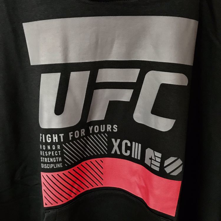 XXL相当 ♪ 新品 UFC Reebok ロゴパーカー 黒 RIZIN K-1 総合格闘技