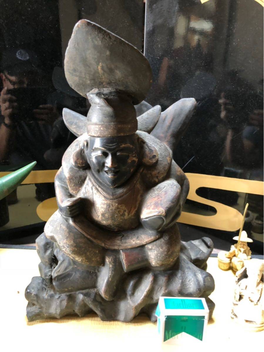 天然木彫置物 」（縁起物） ヤマダウェブコム 「恵比寿天大黒天像 仏像