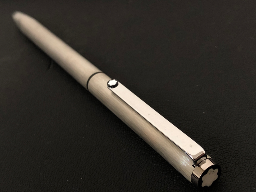 2041】Montblanc 2色ボールペン 赤ペン シルバー 銀 サテン ヘアライン