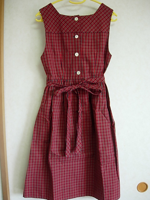 ファミリア 赤系 チェックワンピース ジャンパースカート 80 XX