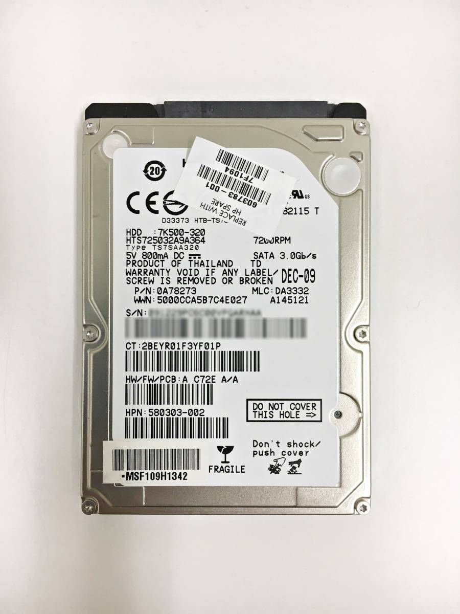 HGST　HDD　320GB　HTS725032A9A364　2.5インチ　動作未確認_1