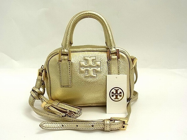 希少色・新品同様✨トリーバーチ ハンドバッグ レザー シボ革 金具ロゴ 1円 □美品□ TORY BURCH トリーバーチ ロゴ レザー 2WAY フリンジ