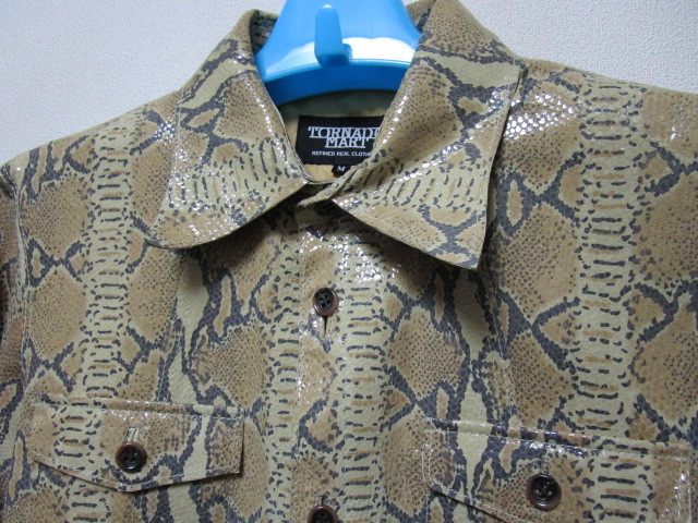 TORNADO MART 蛇柄レザーシャツ・M（トルネードマートスネーク